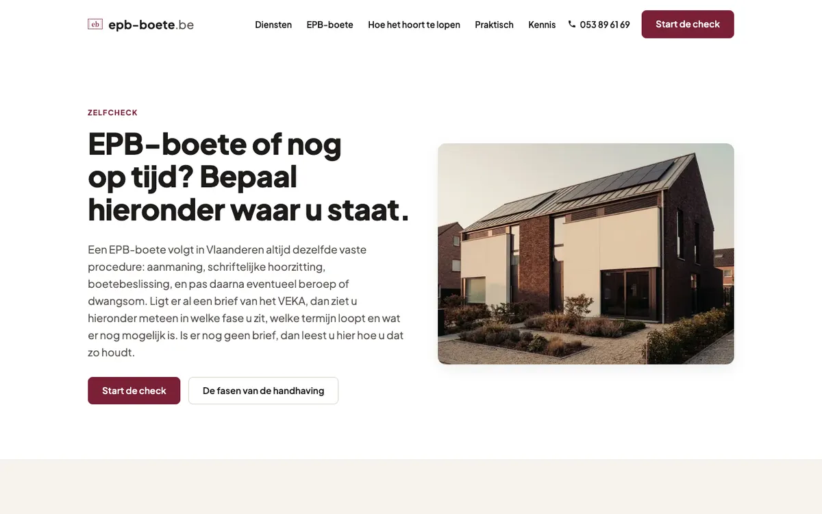 Homepage van EPB-boete (epb-boete.be)